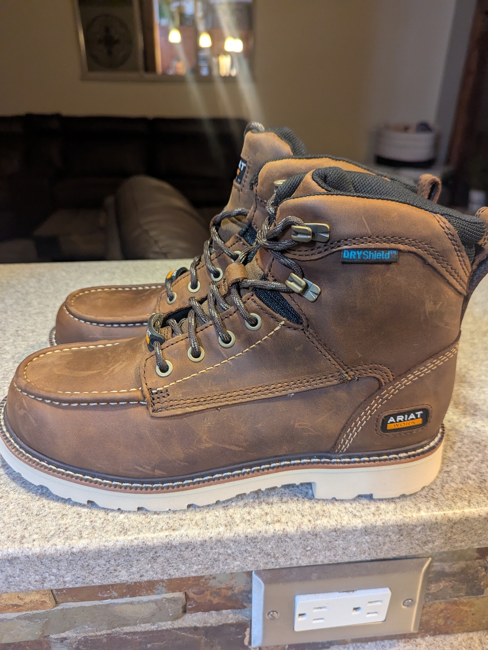Ariat Women's Brown Leather DryShield Waterproof Work Boots